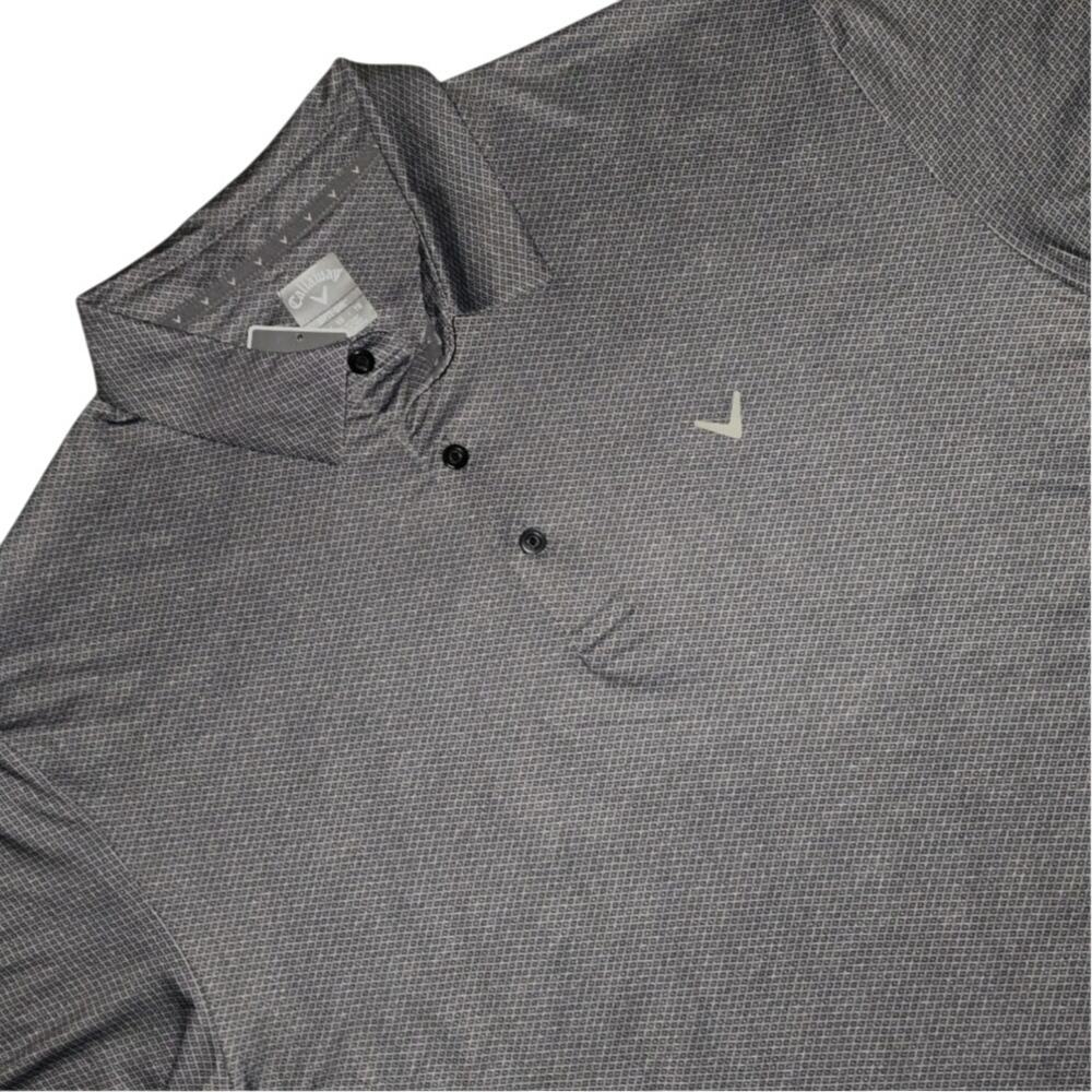 Callaway Opti-Dri Golf Polo Shirt Mens L Caviar Blk Gry Moisture Wicking Stretch